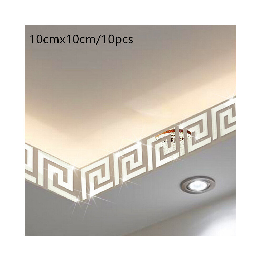 10 Pcs Wall Stickers 3D Mirror Acrylic Self Adhesive Modern Poster TV Background Ceiling Wall Decoration Cosmetic Mirror