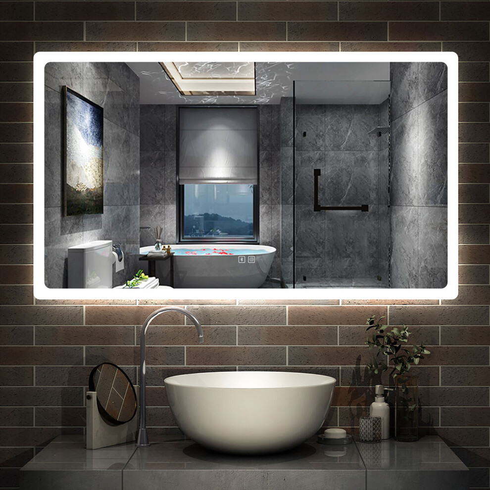 (1000x600mm) Bathroom Wall Mirror with Light Bluetooth Dimmable