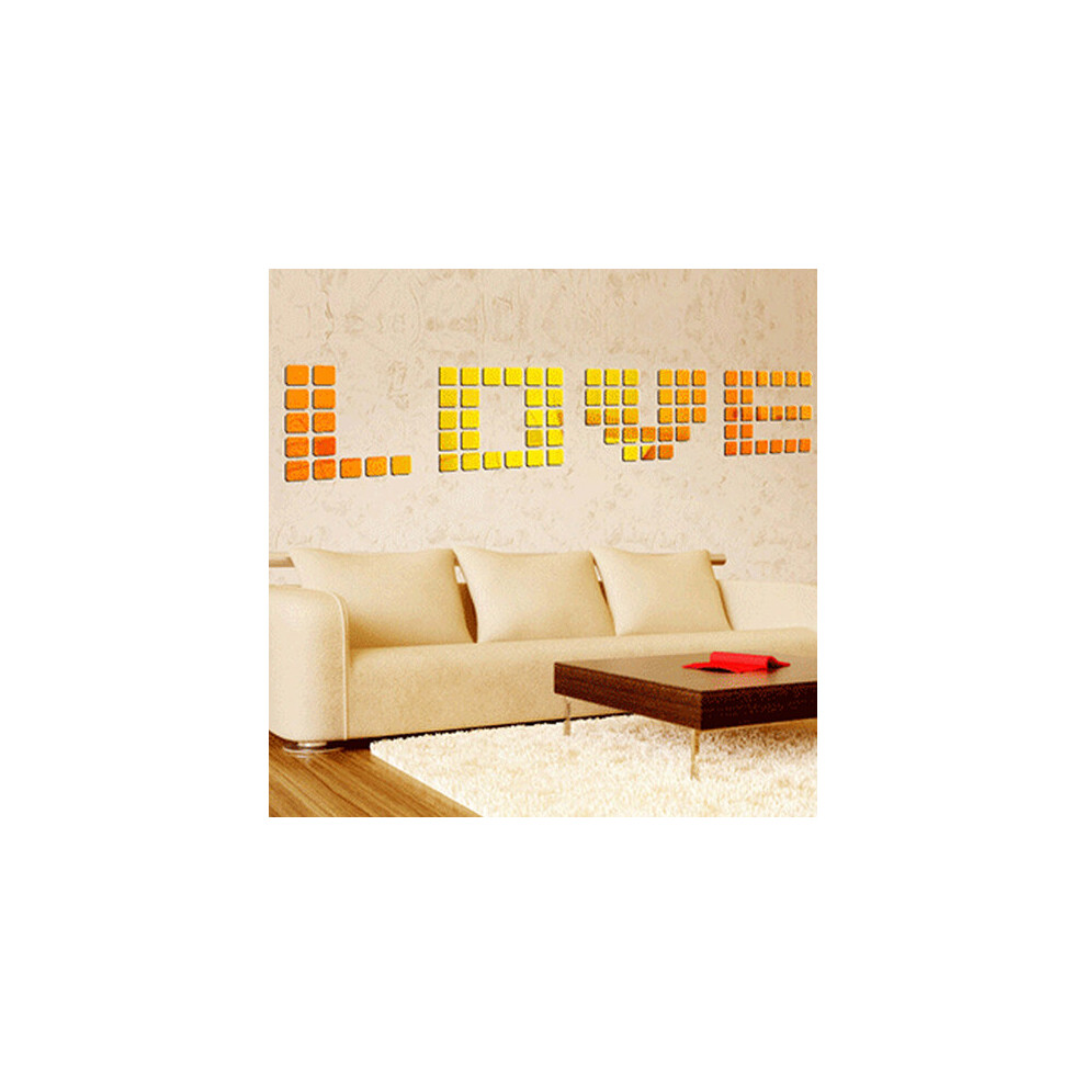100pcs 3D DIY Mirror Wall Sticker square shape Self Stickers Decal Living Room Home Decor Creative Wall Decoration