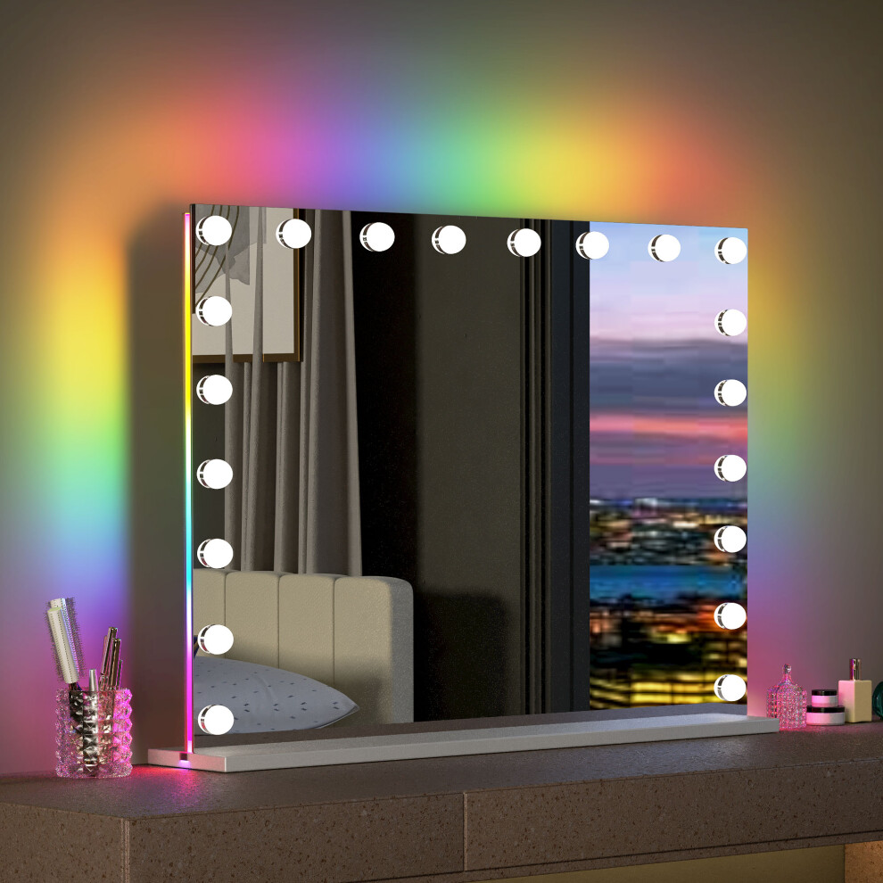 100x80cm Hollywood Vanity Mirror with RGB Strip Lights