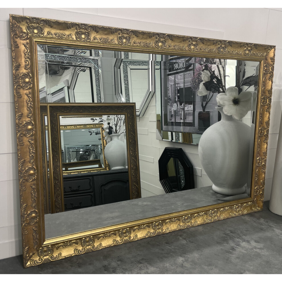 (101cm x 71cm) Large Antique Gold French Mirror Framed Decorative Rococo Ornate Framed Wall Mirror OPERA - Choice of Size - Premium Quality - Fabulous Mirrors