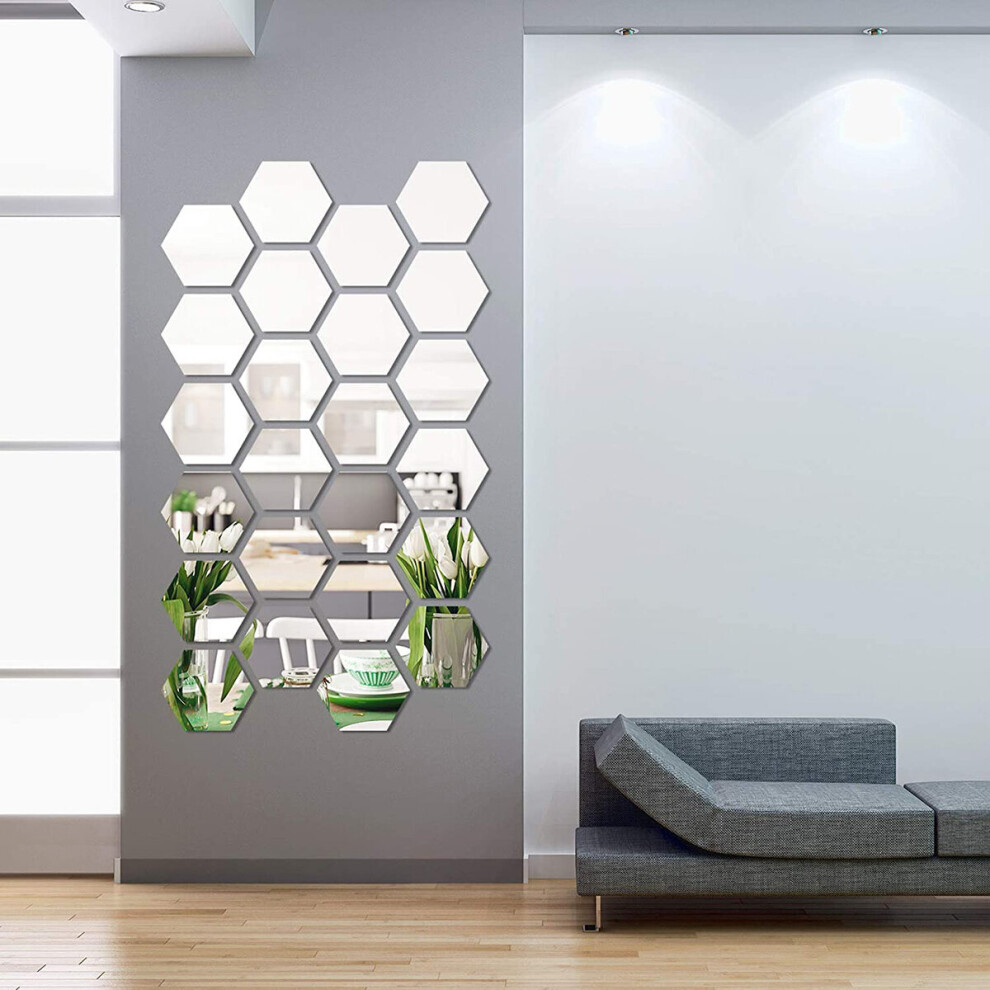 10Pcs Hexagon Mirror Sticker Home Decor Living Room Bedroom Wall Decor 3D Acrylic Mirror Wall Sticker