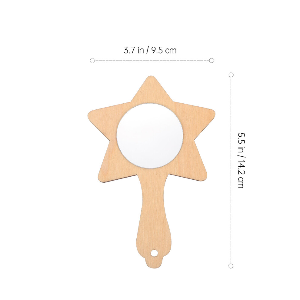 10pcs Wooden Mini Mirrors Kids Painting Mirrors Unfinished Handheld Makeup Mirror DIY Materials Craft Mold
