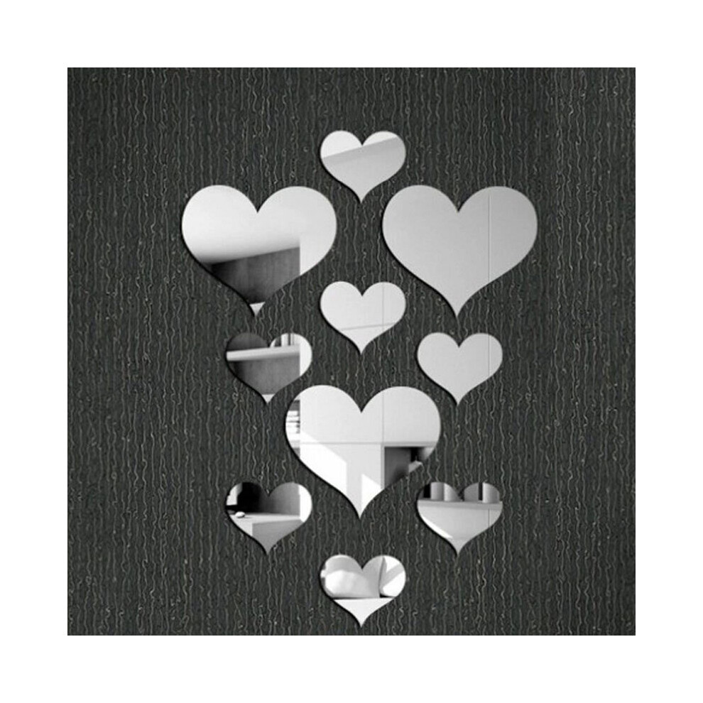 10Pcs/Set Delicate Acrylic Wall Sticker LOVE Decorative Mirrors Multi-Function Bedroom Living Room Background Wall Decor