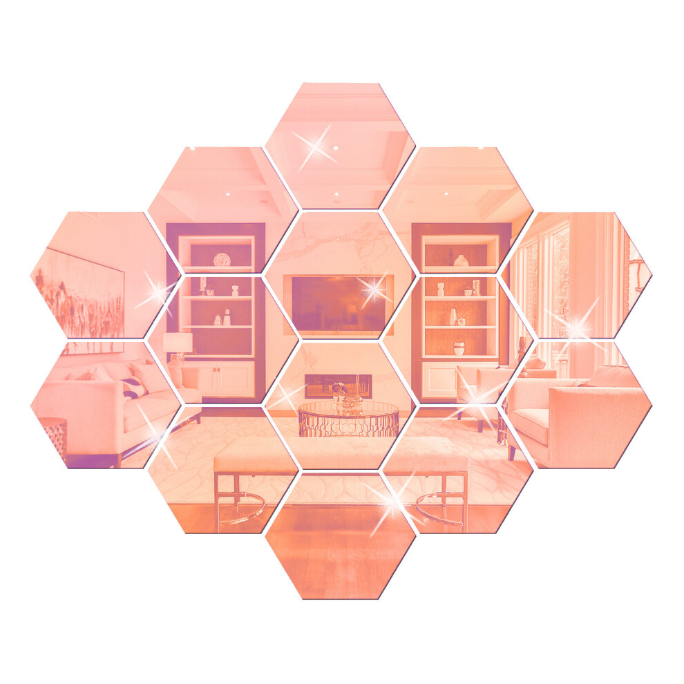 12PCS Acrylic Hexagonal Mirror Wall Sticker Self-Adhesive Tiles Suitable DIY Home Office Decor Stereo Mirror