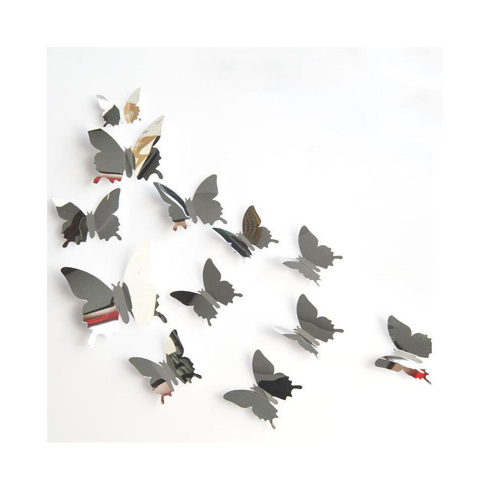12pcs Butterfly Bathroom Acrylic 3D Mirrors Irregular Mirror Living Room Decoration Mini Sticker Mirror Room Decor
