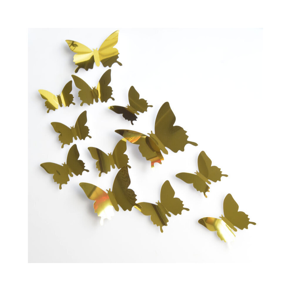 12Pcs Butterfly Removable Mirror Sticker Wall Sticker DIY Self Adhesive Home Room Art Background Decor Room Decor