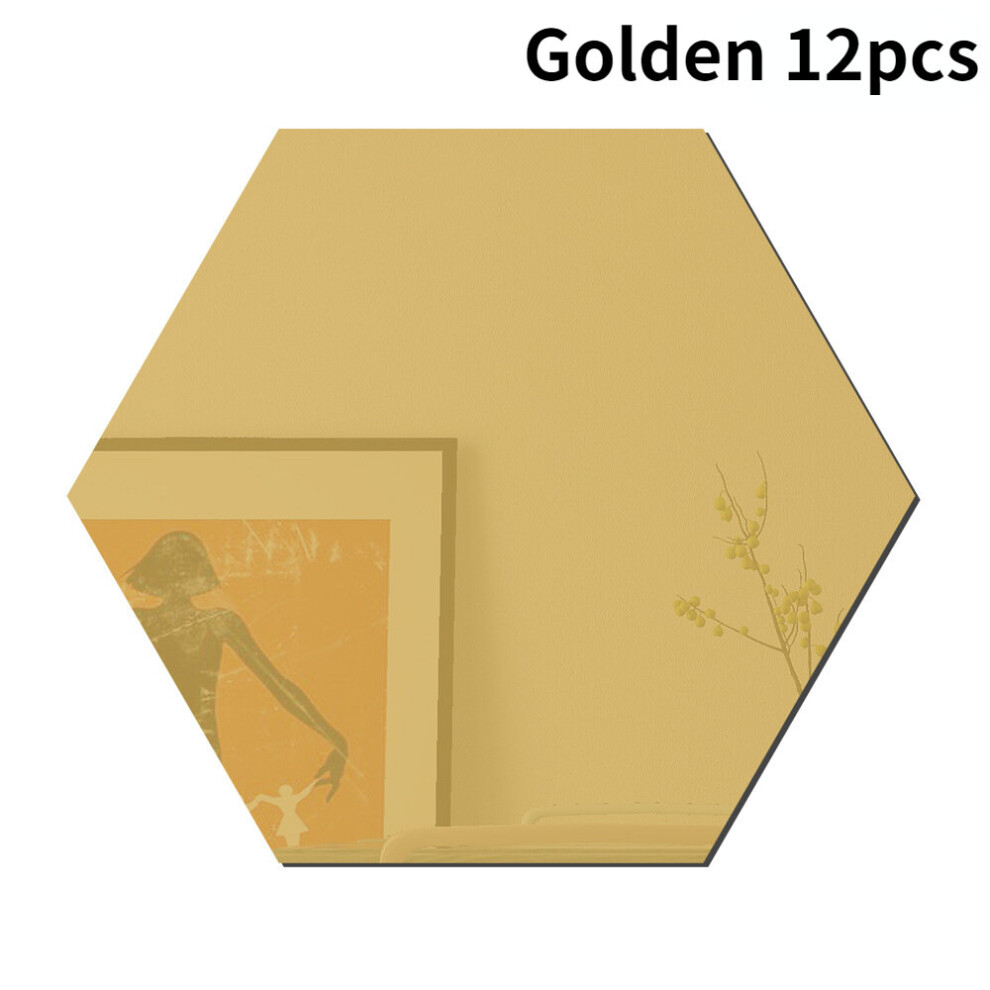 12pcs Mirror Wall Stickers Hexagon Shape Acrylic Removable Wall Sticker Decal DIY Home Decoration Art Mirror Ornaments