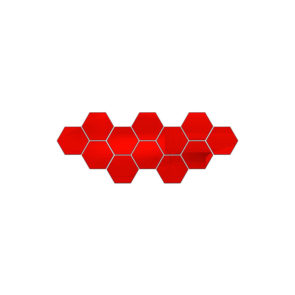 12Pcs/Set Hexagon Mirror Sticker DIY Self-adhesive Mosaic Tiles Bathroom Decorative Mirror Stickers Decor Bathroom Home Decor