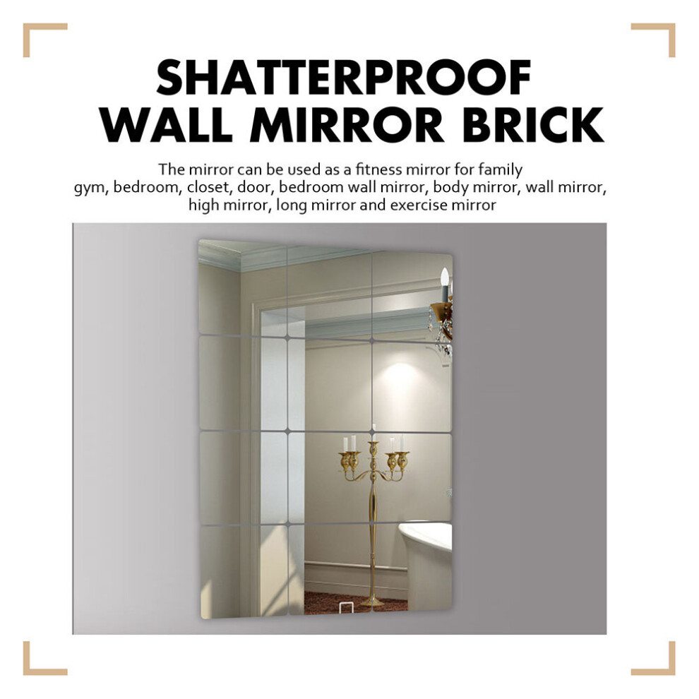 12x Mirror Wall Sticker Acrylic Full Body Mirror Home Living Room Bedroom Decor