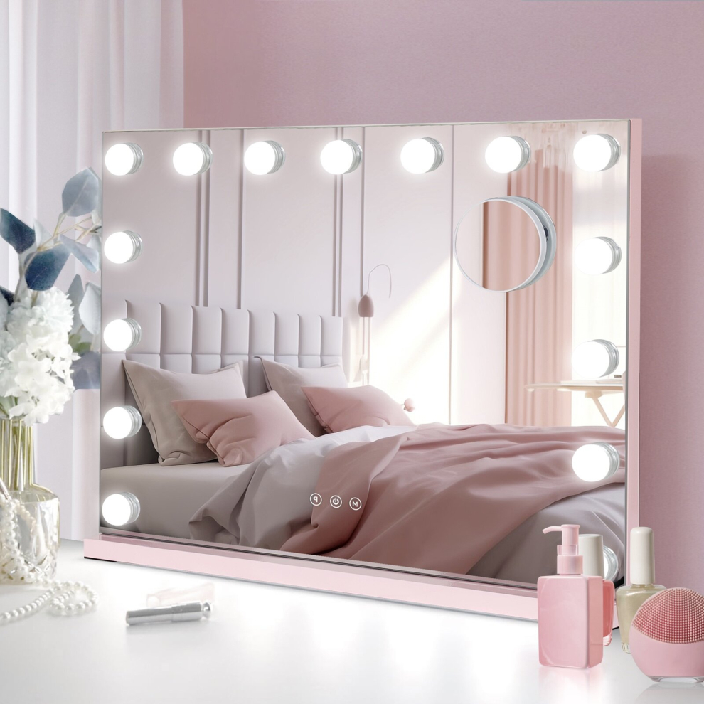 (15 LED Pink) Hollywood make-up mirror 15/18 Bulb Lighting w/USB