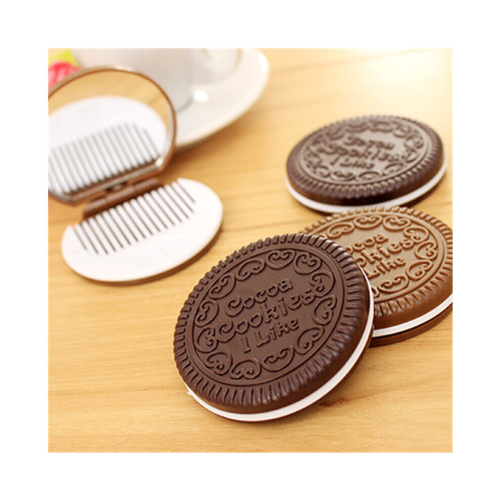 16 Pc/Lot Sweet Women Girl Makeup Pocket Chocolate Cosmetic Mirror With Comb /Nice Party Gift