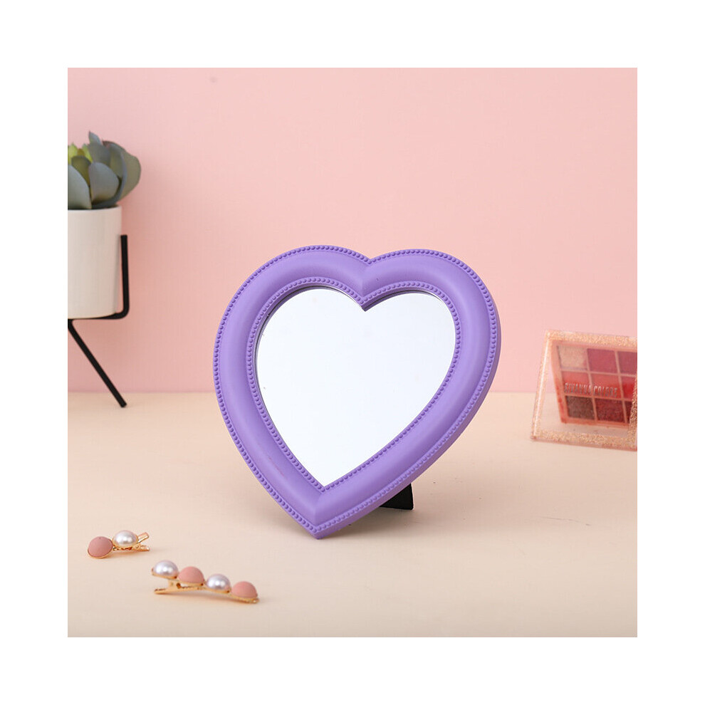 1pc Acrylic Double Side Makeup Mirror Heart Shaped Cosmetic Mirror Transparent Base Home Bedroom Desktop Make Up Mirror