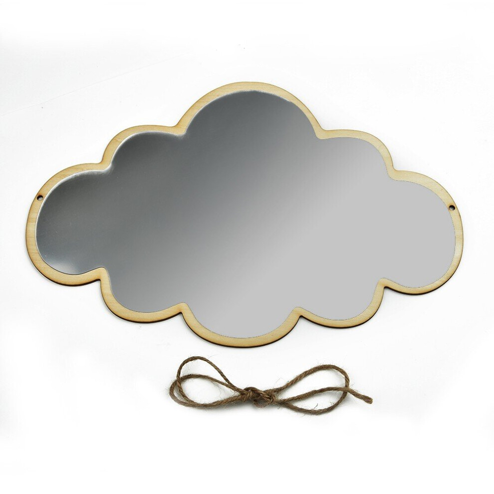 1pc Makeup Mirror Irregular Acrylic Decorative Mirror with Wooden Frame Cosmetic Beauty Tools Wall Room Home Decor 32x22cm