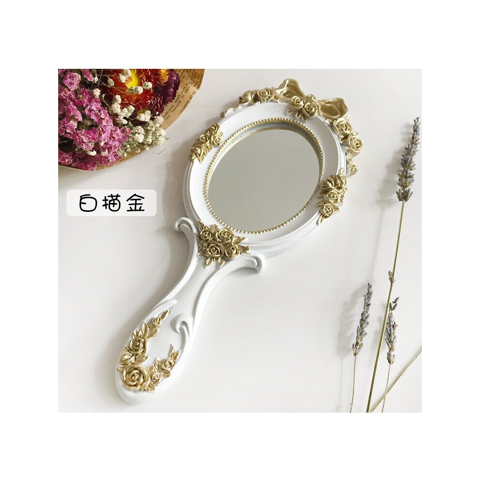 1Pc Rectangle Hand Hold Cosmetic Mirror With Handle Makeup Mirror Creative Wooden Vintage Hand Mirrors Makeup Mirror ZM1202