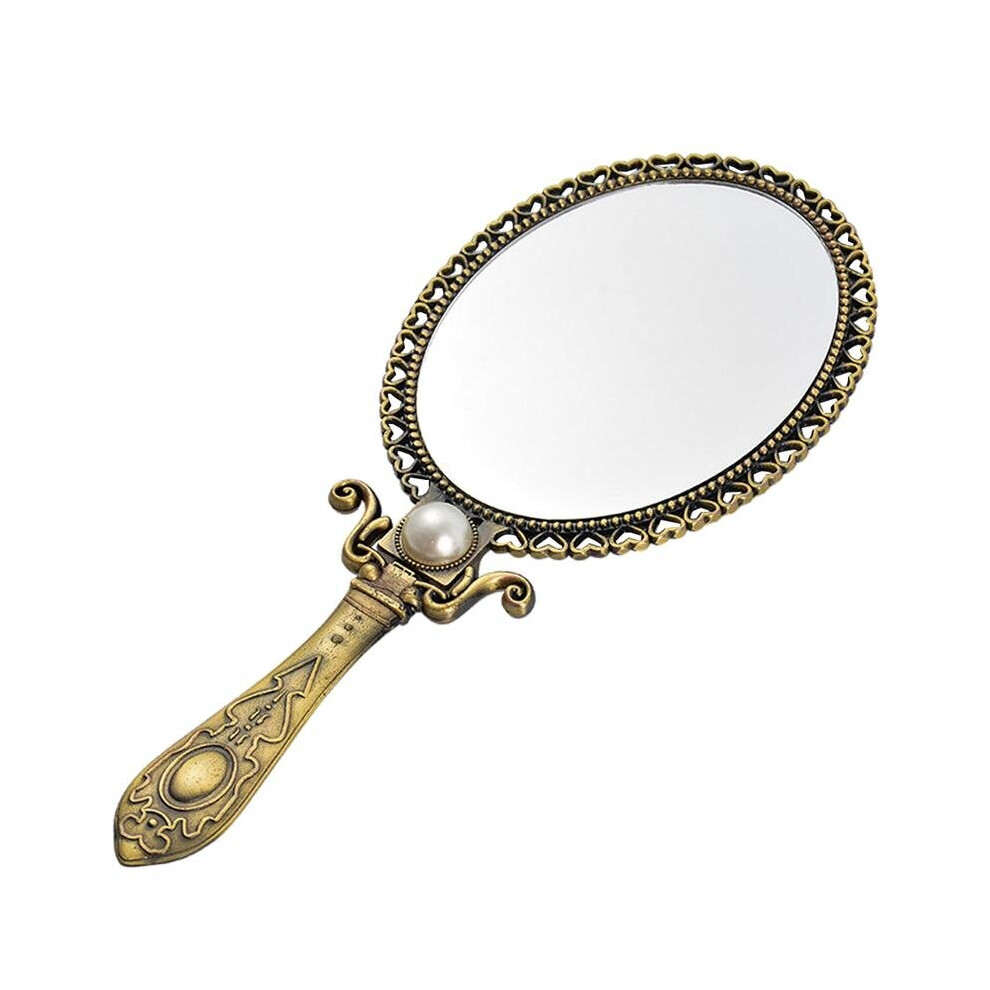 1Pc Vintage Style Handheld Mirror Ladies Cosmetic Mirror Portable Makeup Mirror