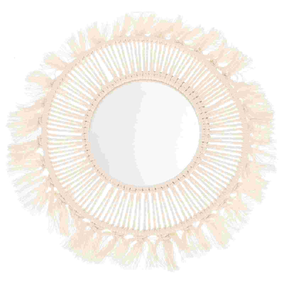 1Pc Wall Hanging Mirror Bohemian Style Mirror Decorative Mirror Hand-woven Adornment for Hotel Bedroom Decor