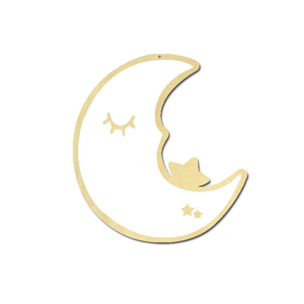 1pc Wooden Acrylic Moon Shape Hanging Mirror Lovely Art Decorative Makeup Dressing Mirror Children Room Home Ornaments Decor