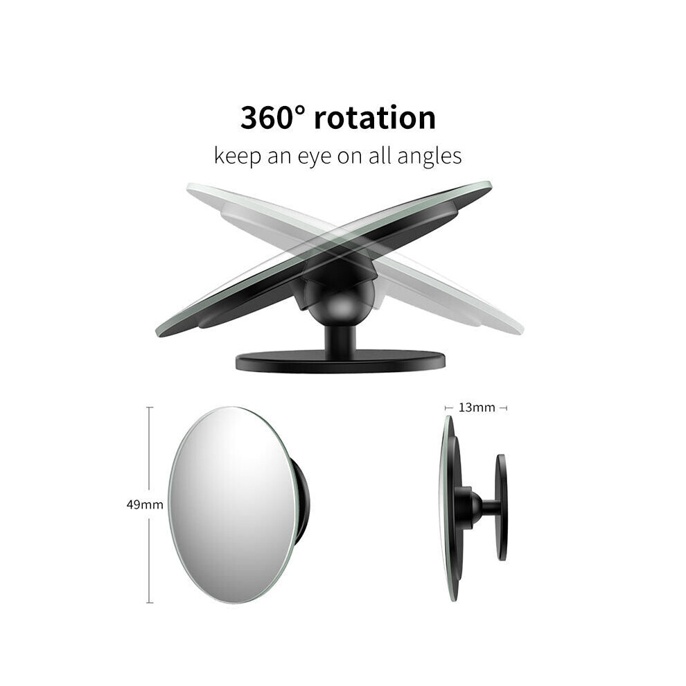 2 Pcs Car Round Frame Convex Blind Spot Mirror Wide-angle 360 Degree Adjustable Clear Rearview Auxiliary Mirror Driving Safety