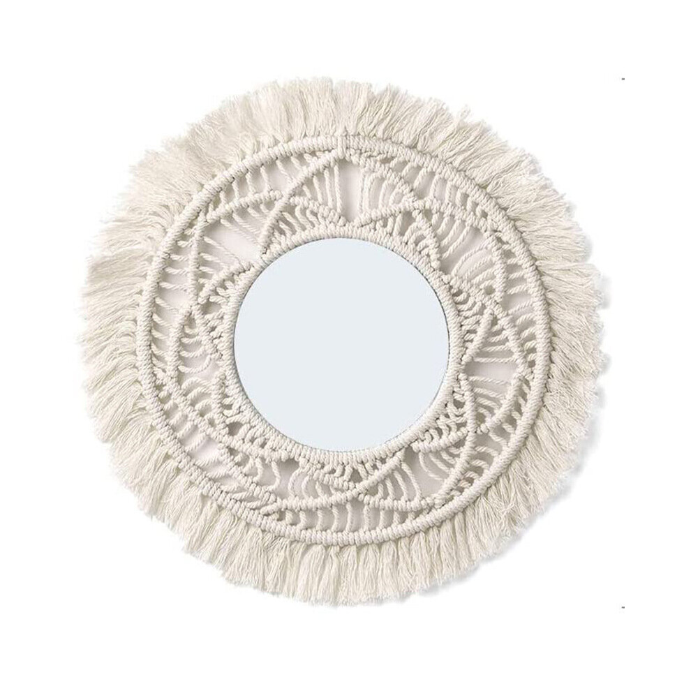 2 Pcs Set Bohemian Wall Decor Mirror Hand Makeup Mirror Macrame Tapestry Wall for Living Room Farmhouse Espejos De Pared