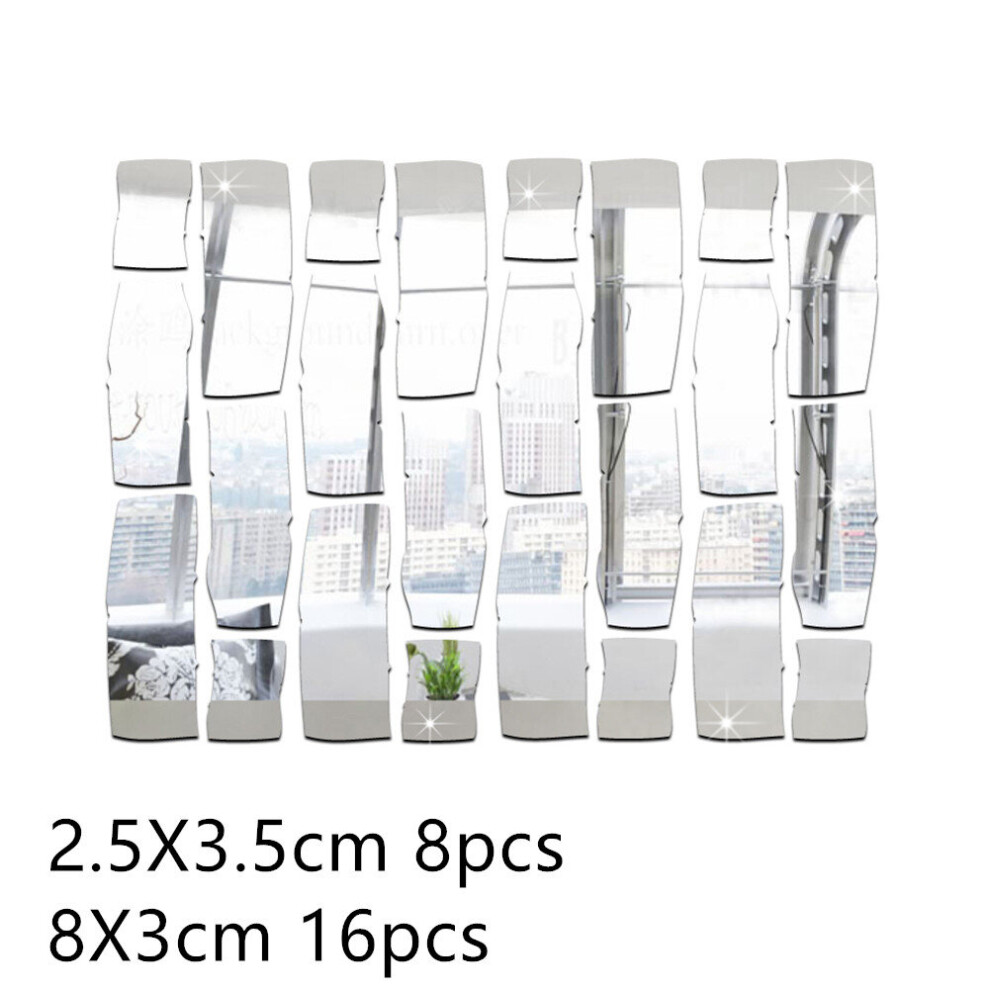 24 Pcs Wall Stickers Mirror Stickers Decal 3D Wall Sticker For Living Room Background Room Decor Nordic Decor
