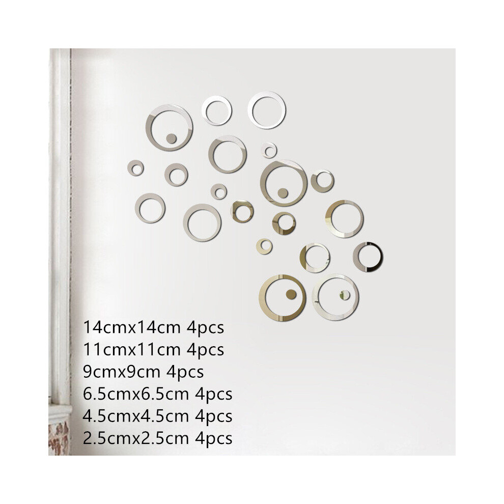 24pcs Creative Wall Stickers Mirror Stickers Decal Round Shape For Bedroom Background Modern Home Decoration