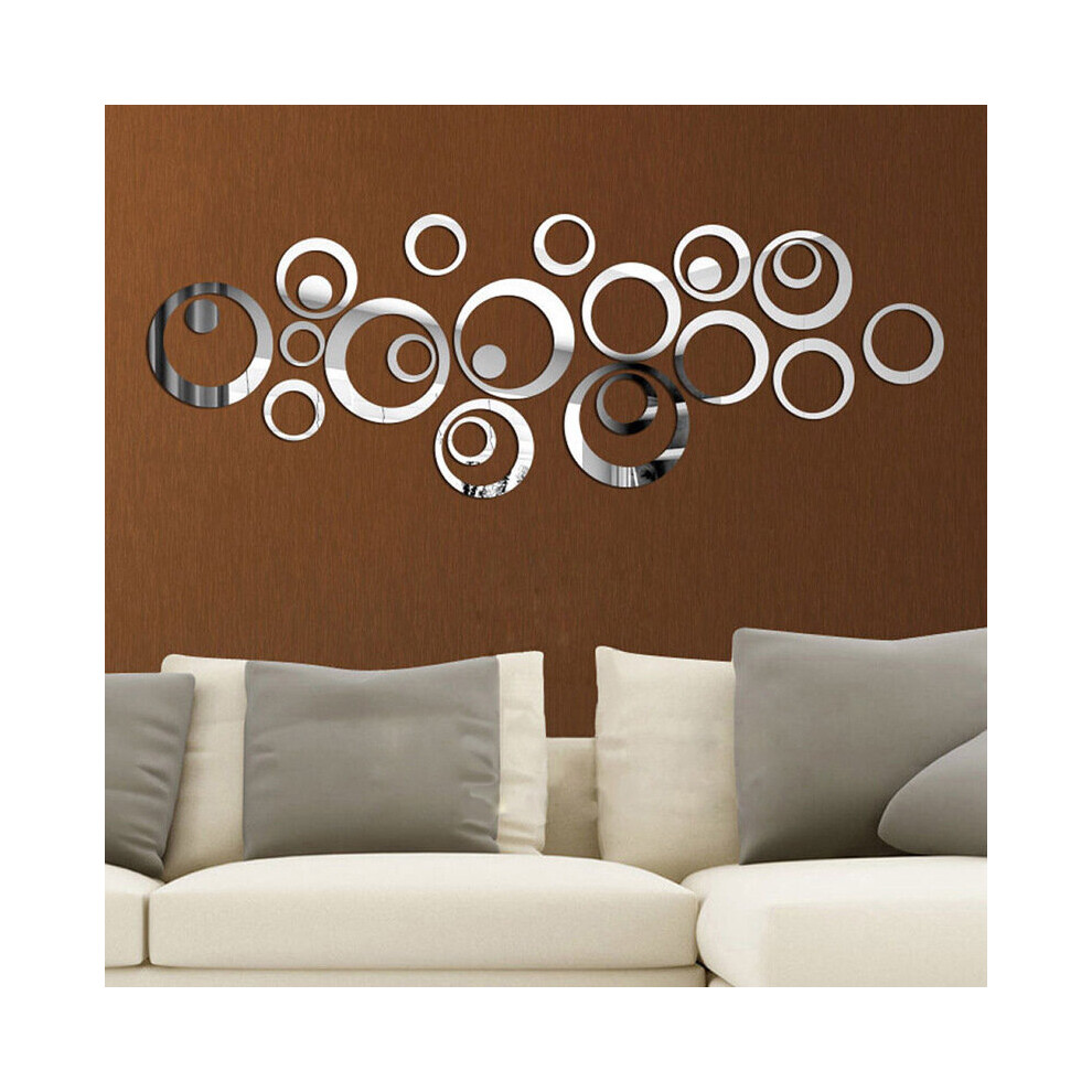24Pcs/Set Delicate 3D Circle Decorative Mirror Sticker Home Wall Stickers Creative DIY Living Room Decoration