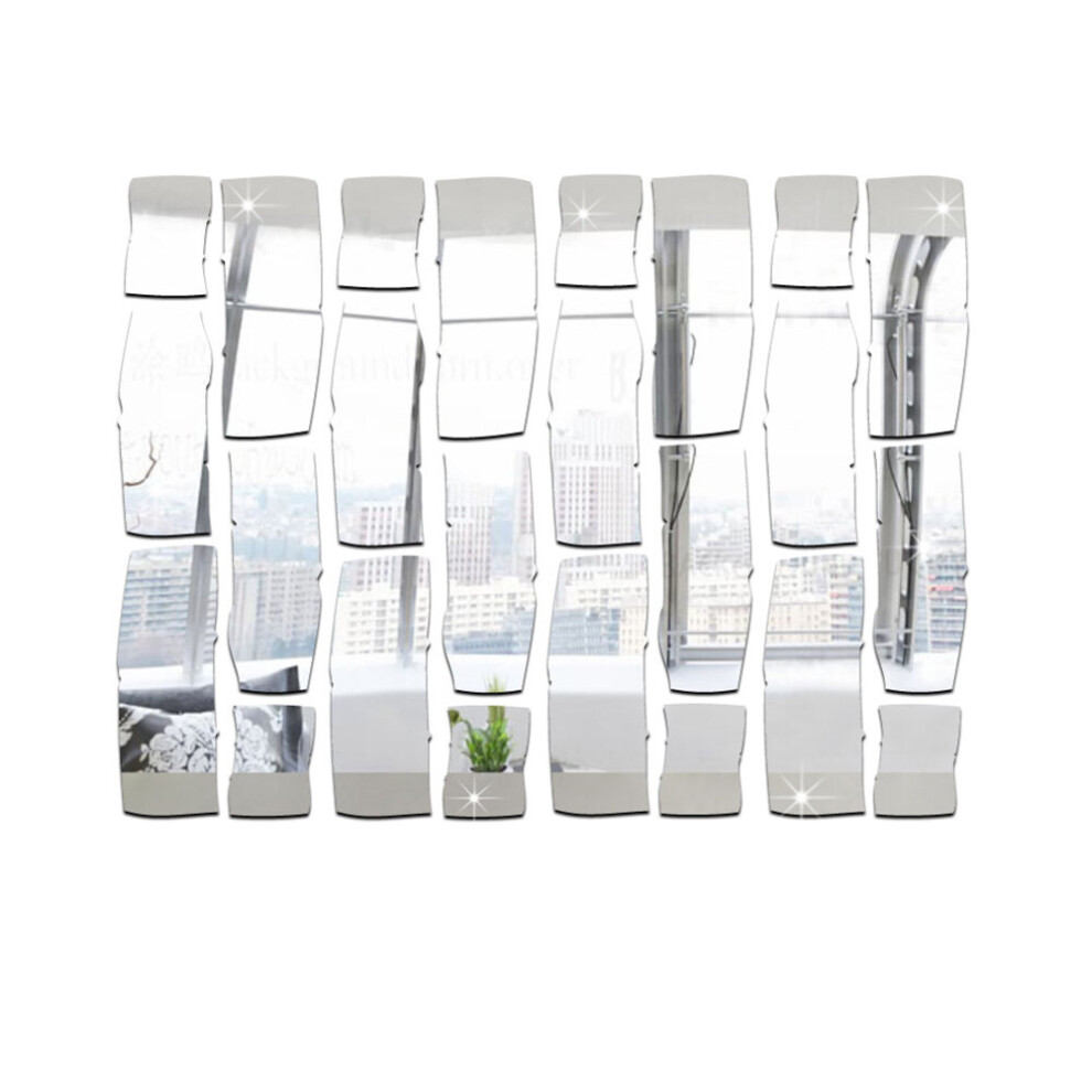 24pcsWall Tiles Bathroom Acrylic 3D Mirrors Irregular Mirror Living Room Decoration Mini Sticker Mirror Room Decor