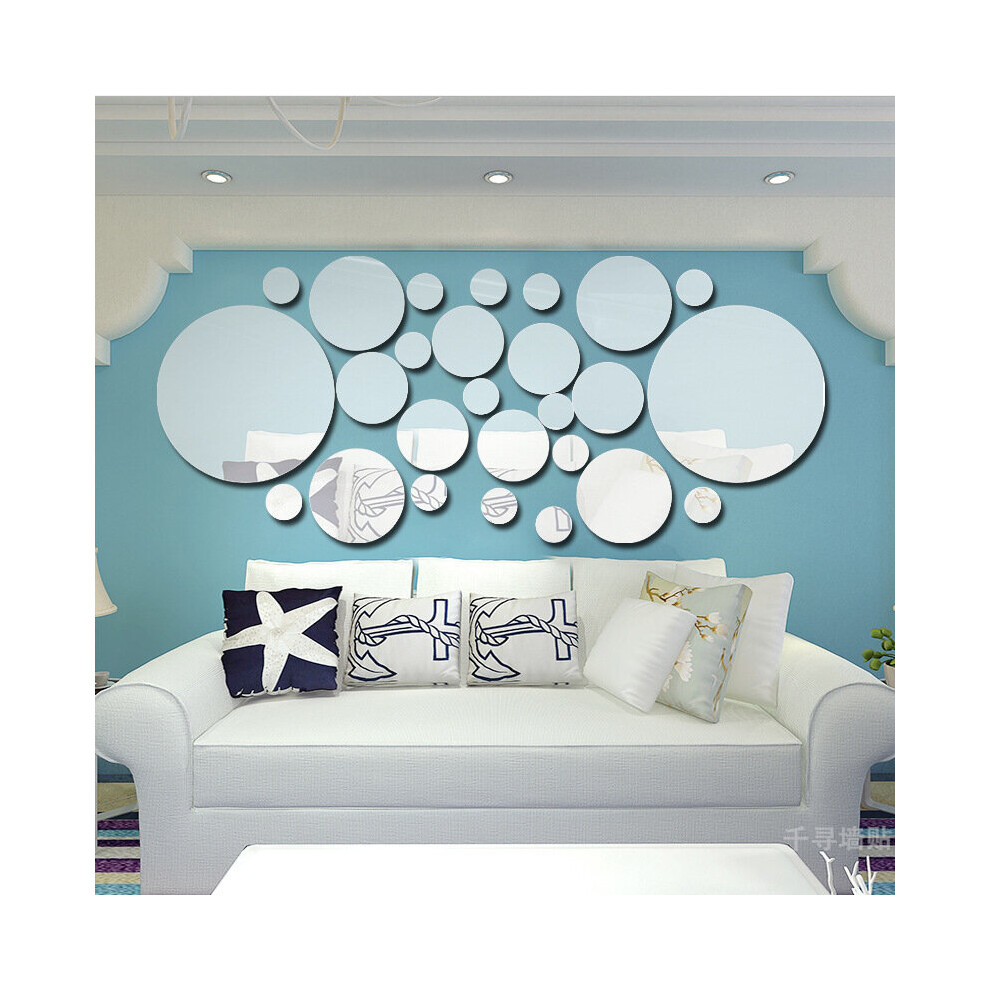 28pcs Ball Room Bathroom Decor Acrylic Wall Mirror Irregular Mirror Living Room Decoration Mini Sticker Mirror