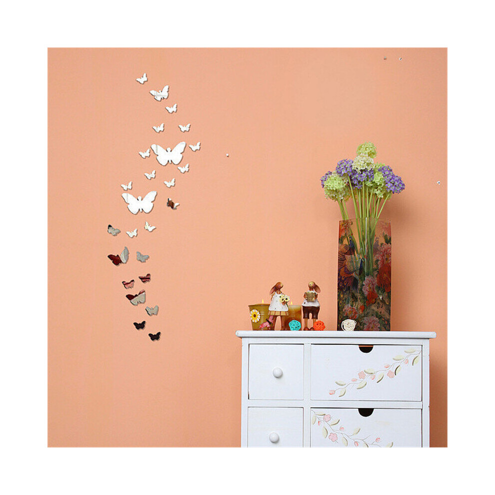 3 Colors butterfly Frame Wall Clock Mirror Surface Wall Stickers Children Bedroom 3D DIY Wall Decoration Detachable Art