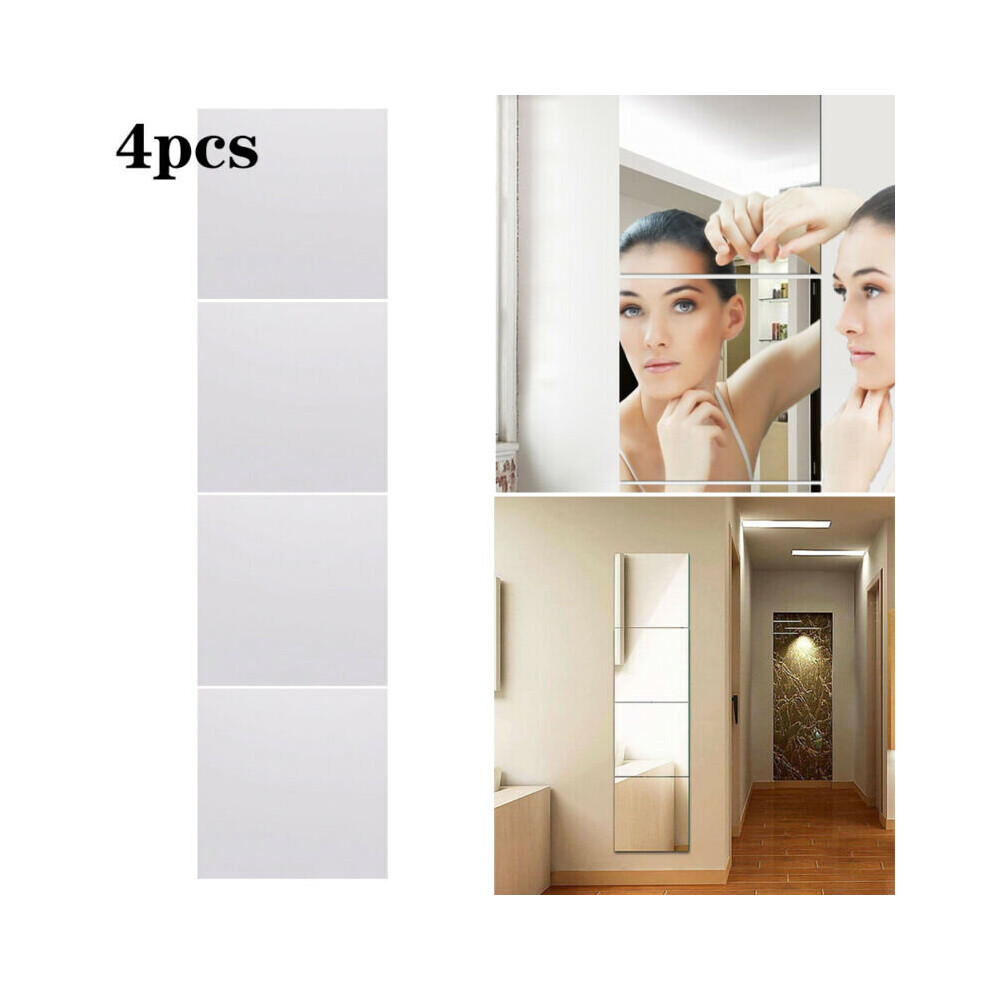 30cm Mirror Tile Wall Sticker Square Self Adhesive Room Decoration Stick On Art