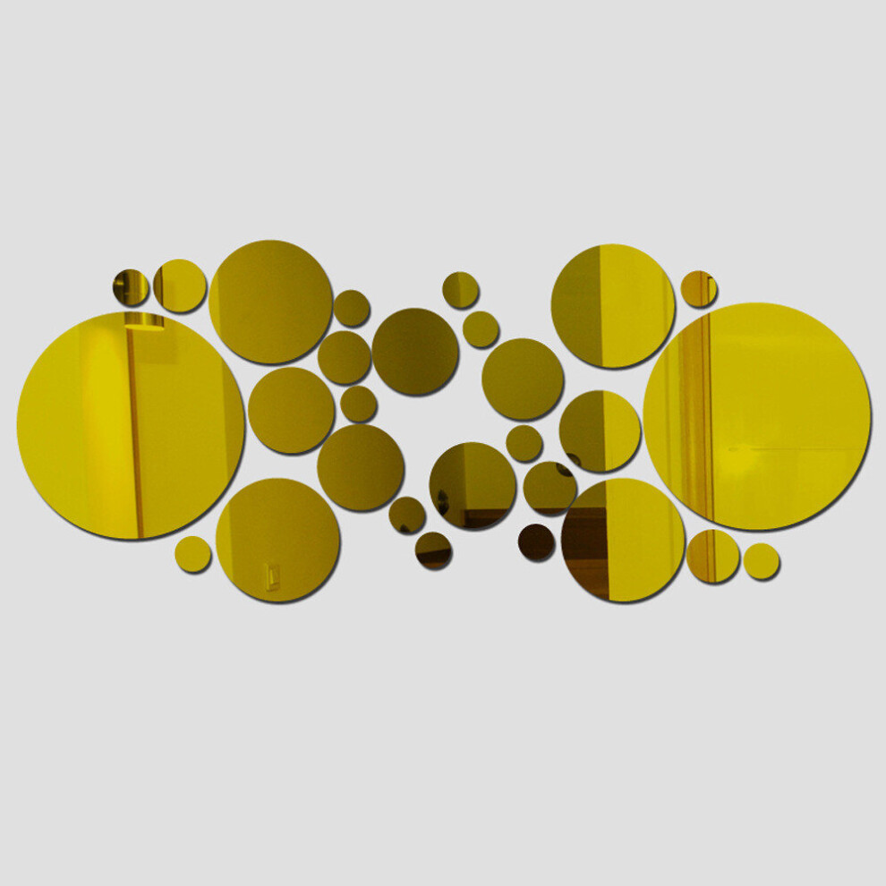30x Geometric Circle Mirror Wall Sticker Home Background Decoration Home Decoration 3D Accessories Stereo Removable Round Mirror
