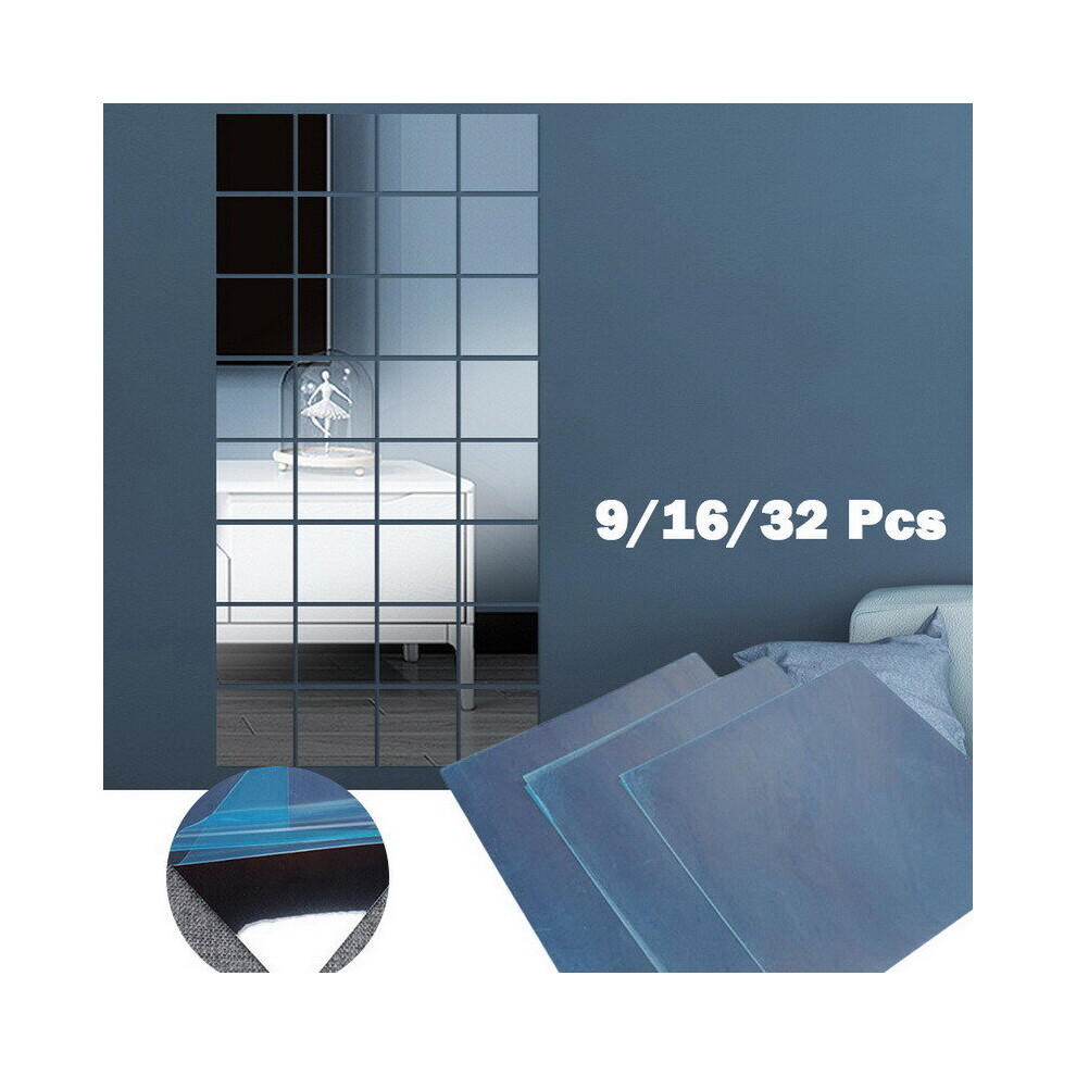 32Pcs/Set 3D Acrylic Mirror Wall Decor Stickers Creative DIY Art Self-Adhesive Decoration for Living Room Bedroom Bathroom