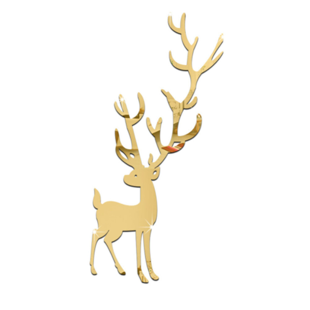 3D Acrylic Xmas Elk Mirror Stickers DIY TV Background Living Room Bedroom Window Deer Mirror Wall Sticker Kids Home