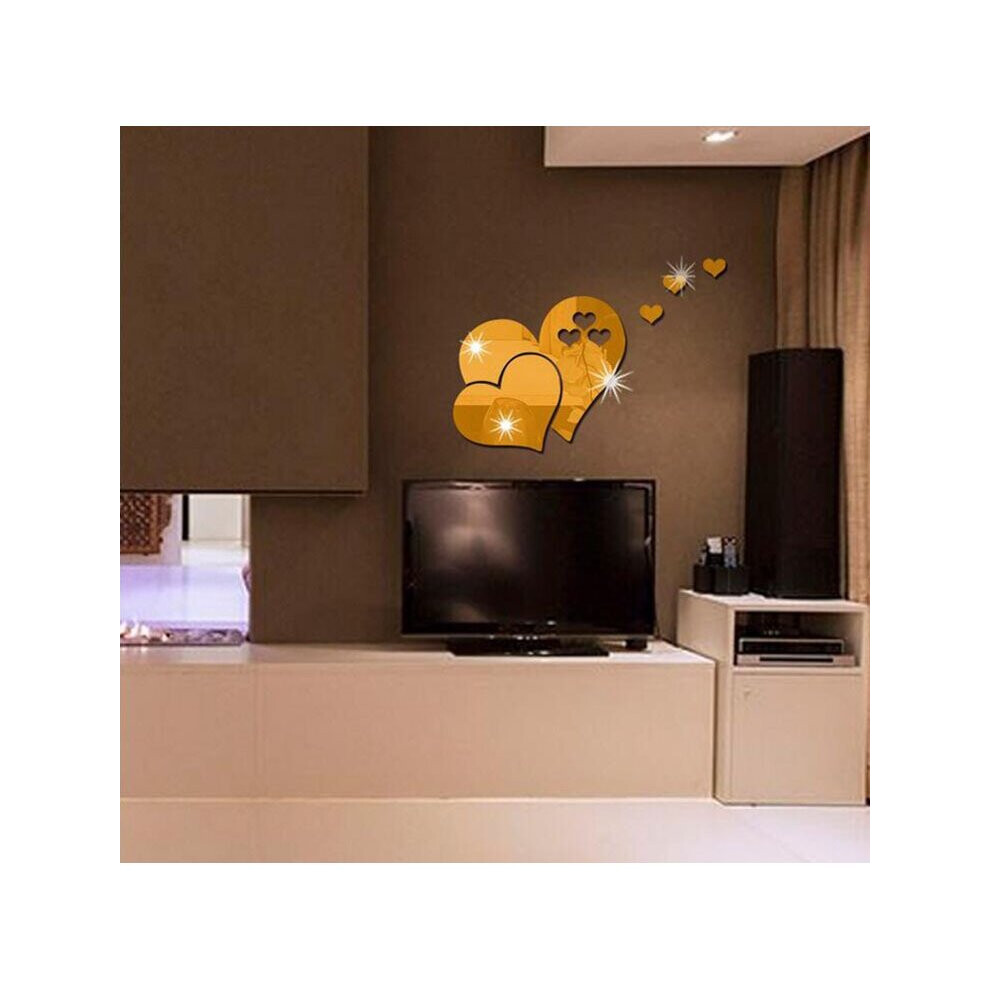 3D Mirror Love Hearts Wall Sticker Decal DIY Wall Stickers for Living Room Modern Style Home Room Art Mural Decor Removable