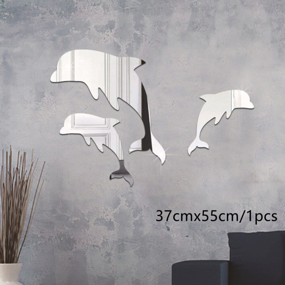 3D Mirror Wall Dolphin Sticker DIY Room Decor Acrylic Mirror Sticker Room Bedroom Kids Decorative Stickers Gift