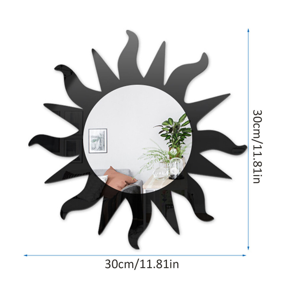 3D Sun Shape Mirror Acrylics Self-adhesive Wall Mirror Sticker HD Glass Soft Mirror Wall Sticker Home Living Room Wall Decor