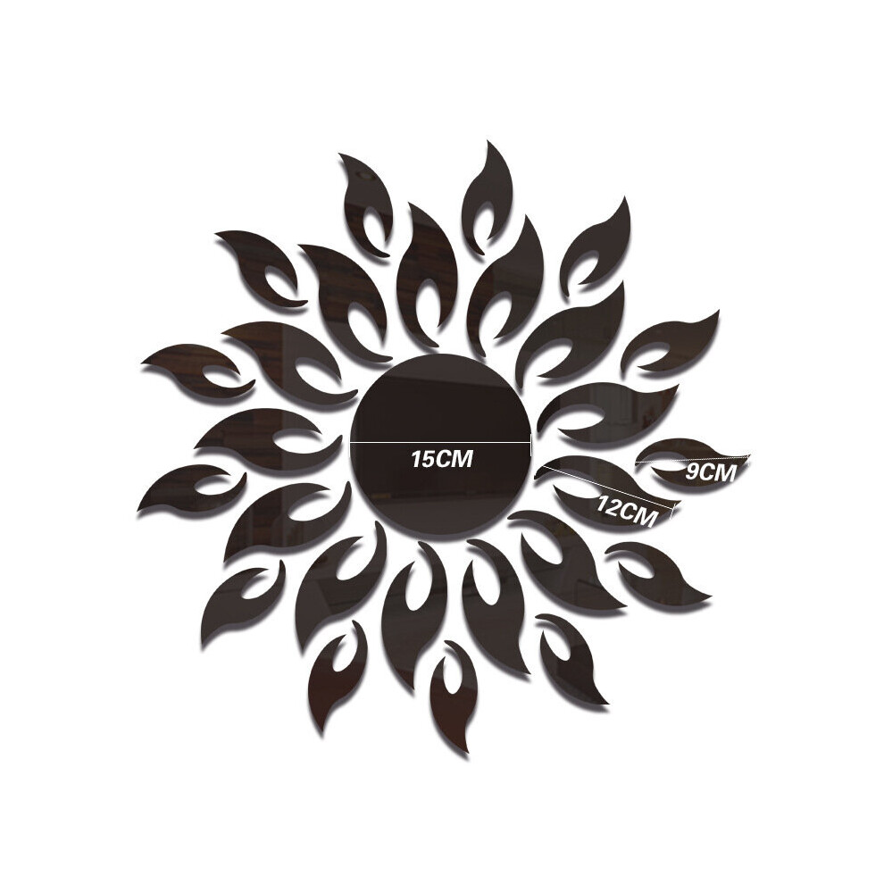 3D Sunshine Sun Flower Decorative Wall Mirror Sticker Decal Vinyl Home Decoration Removable DIY Mirrors Art Decor Mirror
