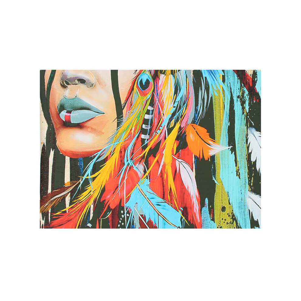3Pcs/Set Indian Woman Canvas Feather Painting Decorative Mirrors Print Picture Home Wall Modern Art Colorful Decor - Image 5