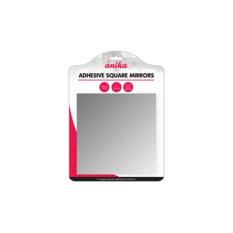 3pk Anika Home Large Square Self-Adhesive Mirror Set