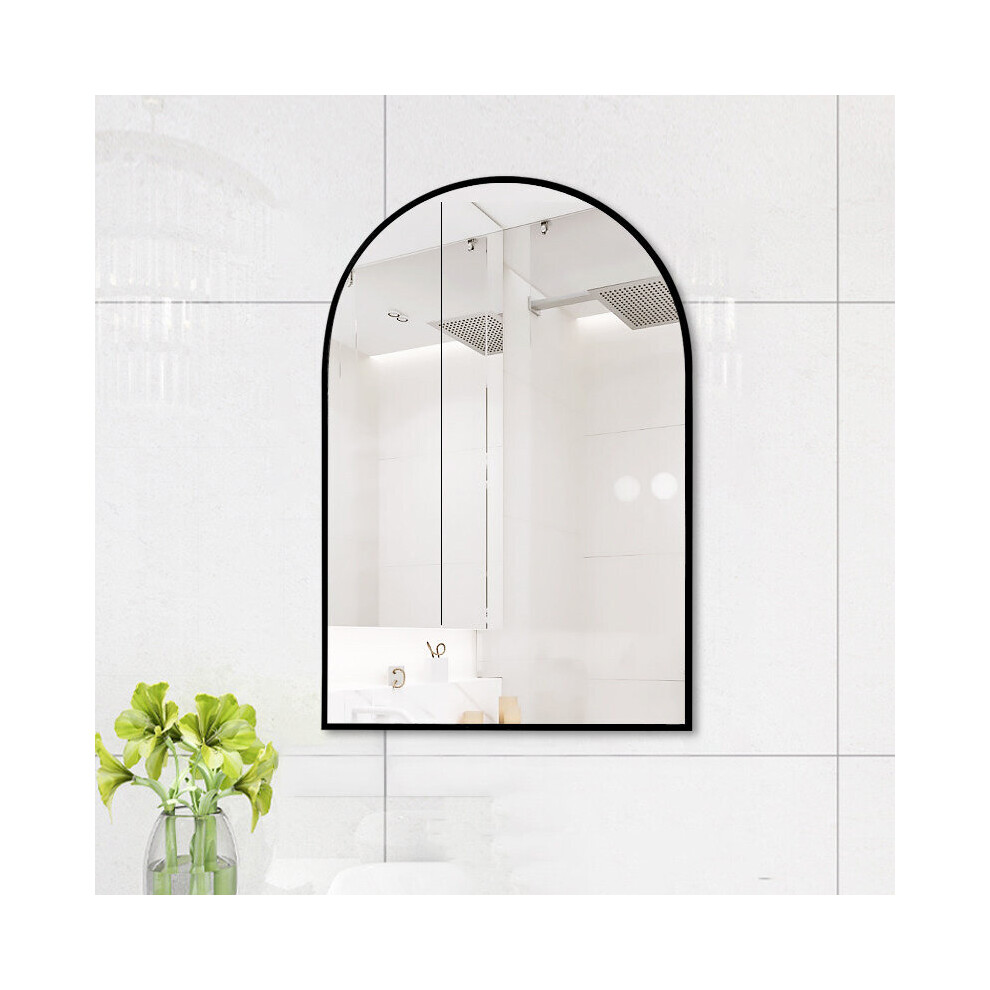 (40*50cm) Black Aluminum Alloy Frame Arched Bathroom Wall Mirror