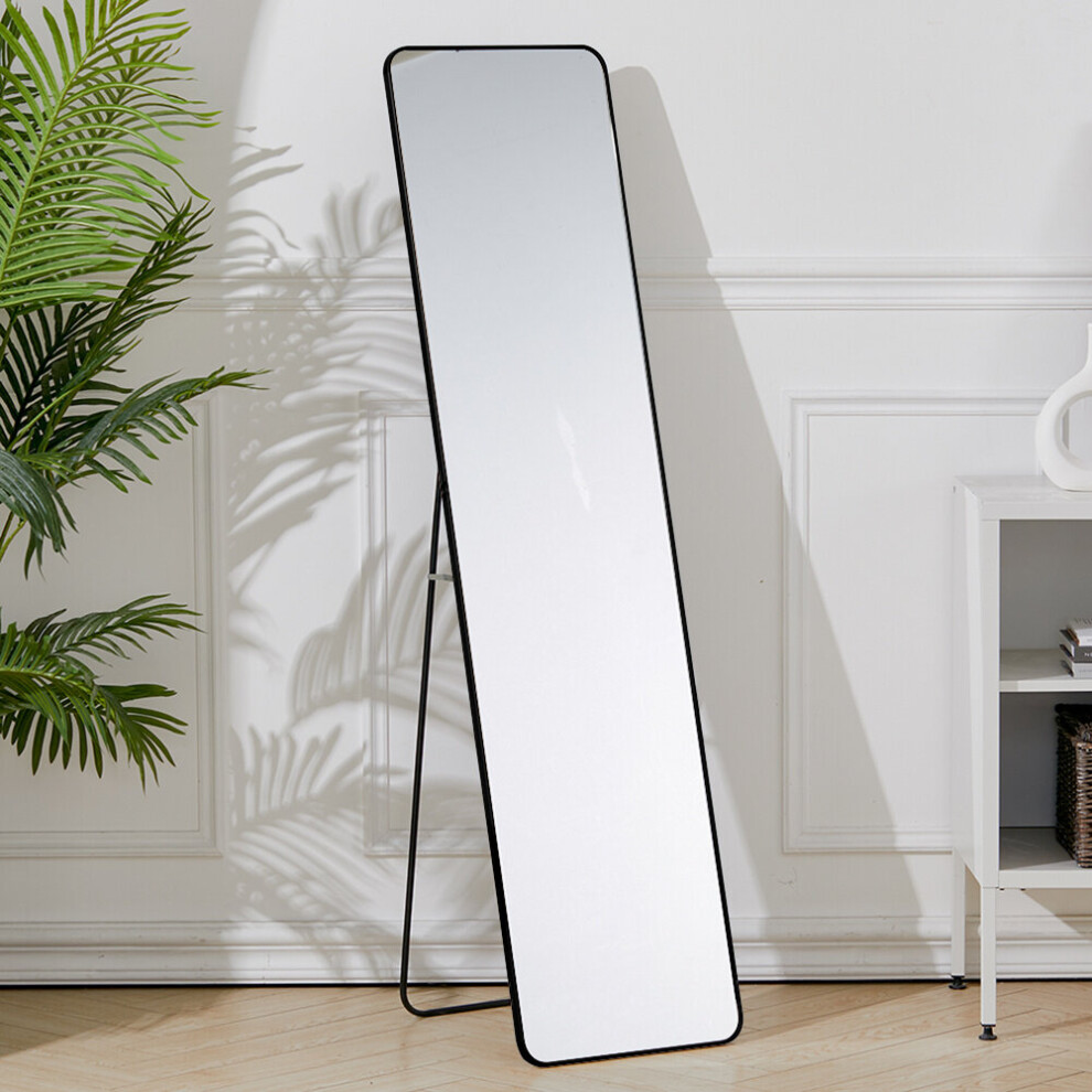 (45cm W x 155cm H) Modern Rectangular Metal Full Length Mirror Black