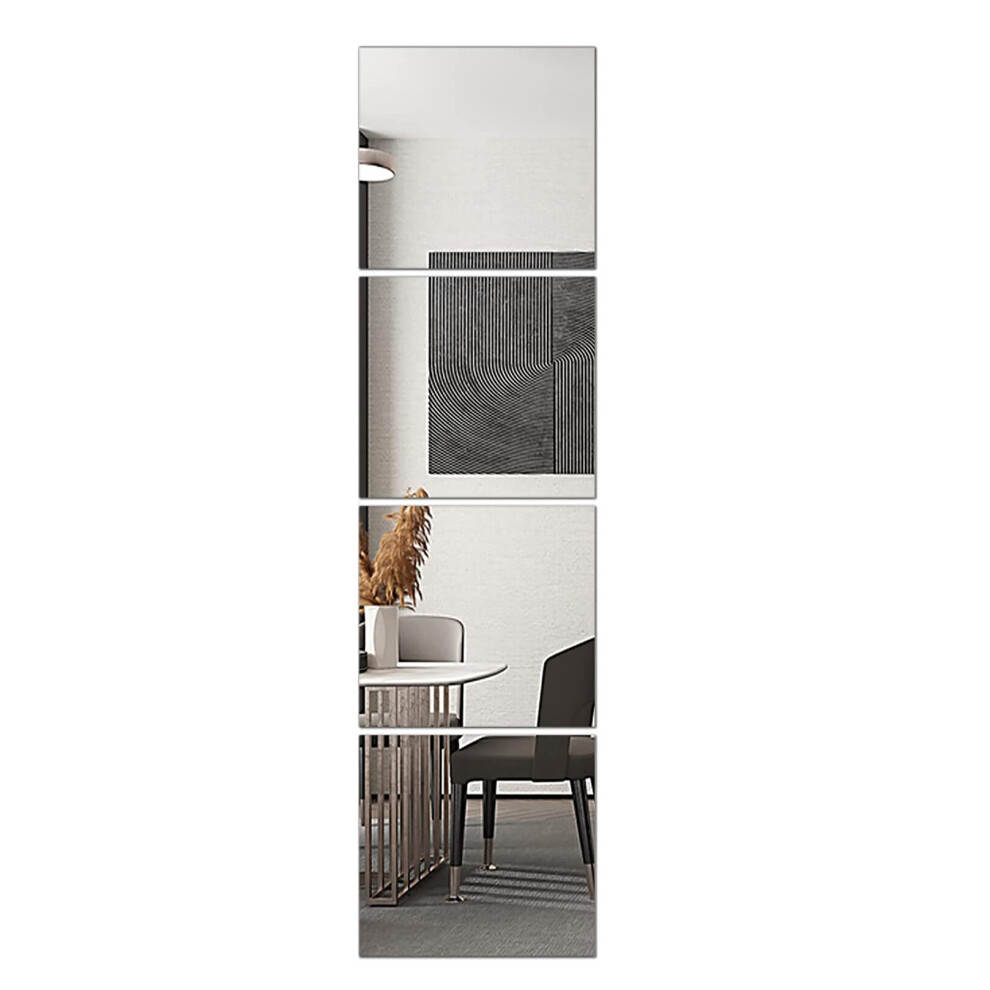 4Pcs Square Mirror Sticker 3D Full-length Flexible Mirror Home Decorative Adhesive Wall Mirrors For Living Room