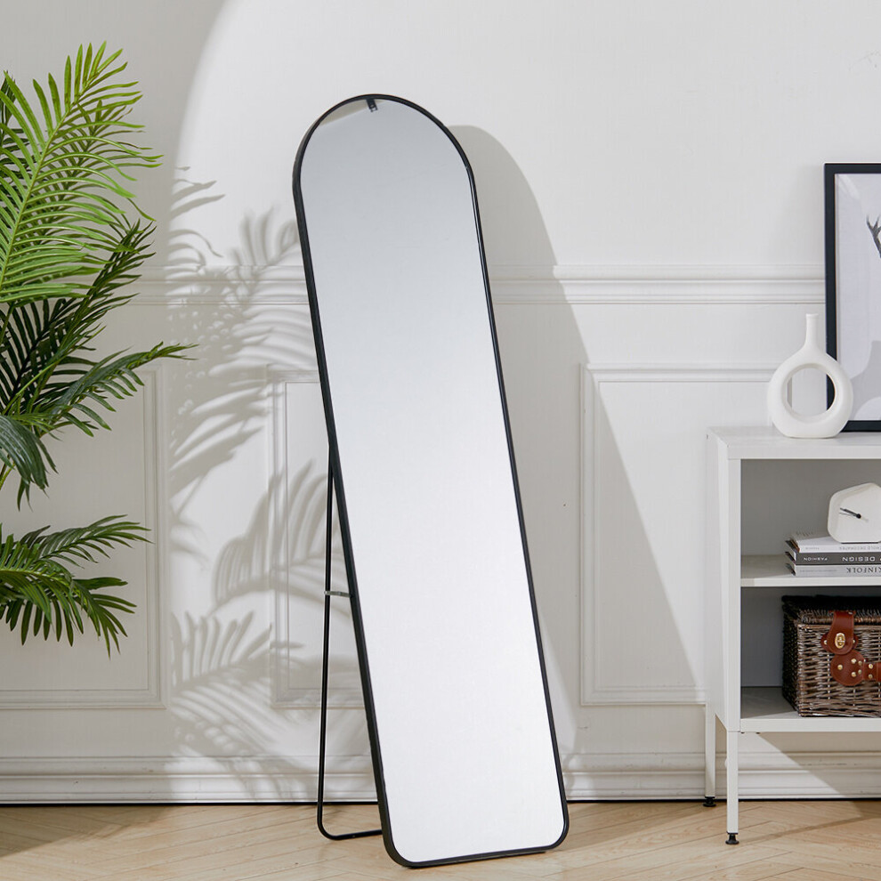 (50cm W x 150cm H) Modern Arched Metal Full Length Mirror Black
