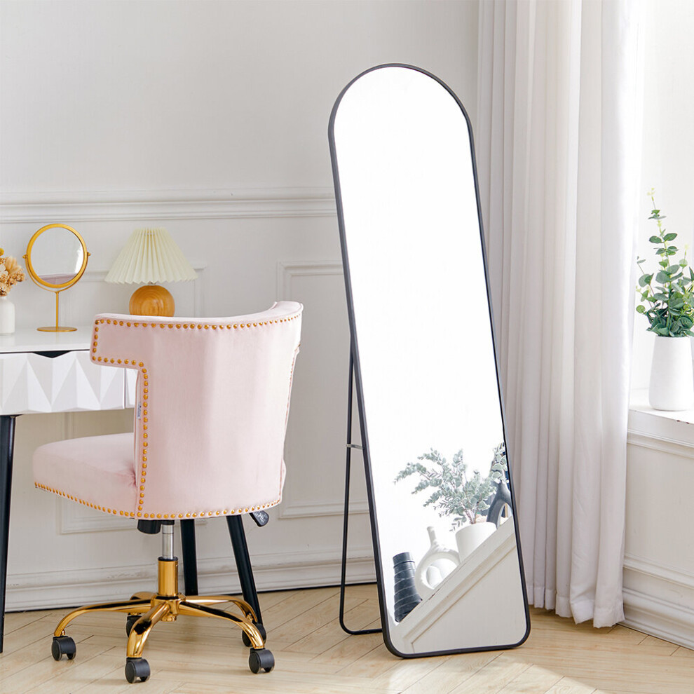 (50cm W x 160cm H) Modern Arched Metal Full Length Mirror Black