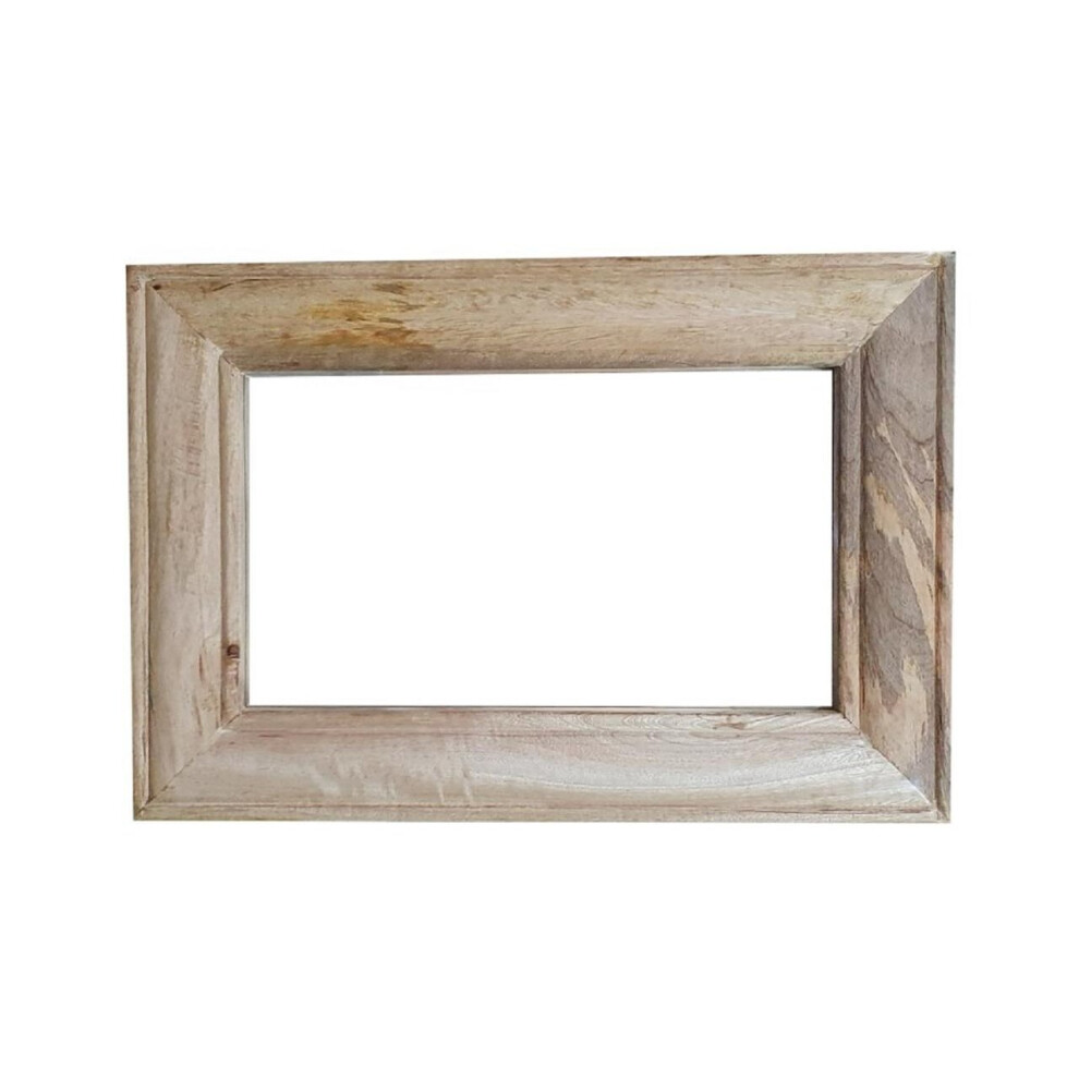 60 x 41 cm Wooden Wall Mounted Mirror Vertical Horizontal Natural