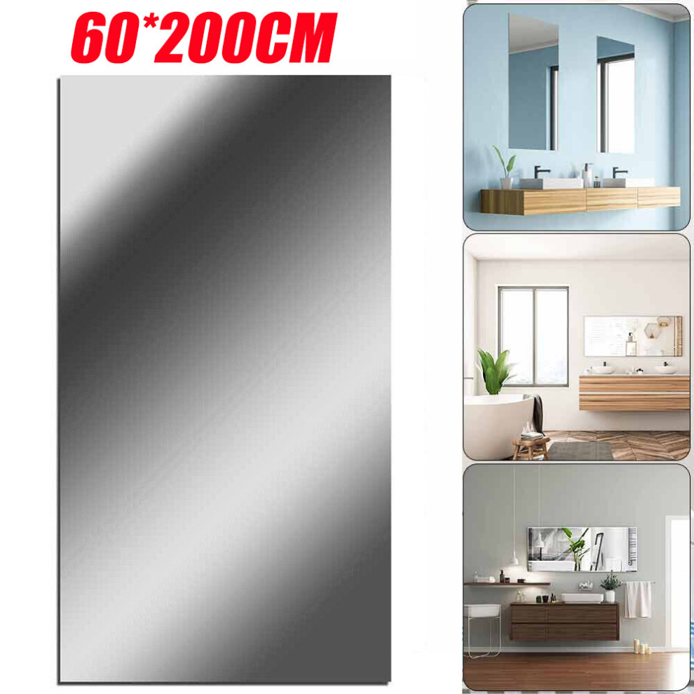 60*200cm Flexible Mirror Sheets Self Adhesive Non Glass Tiles Mirror Sticker