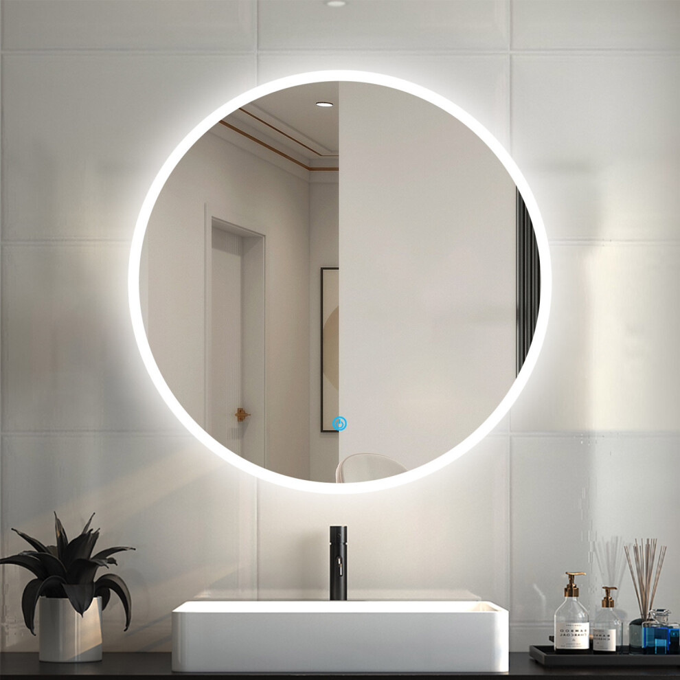 60cm Large Round Gold Wall Mounted Mirror with LED Light