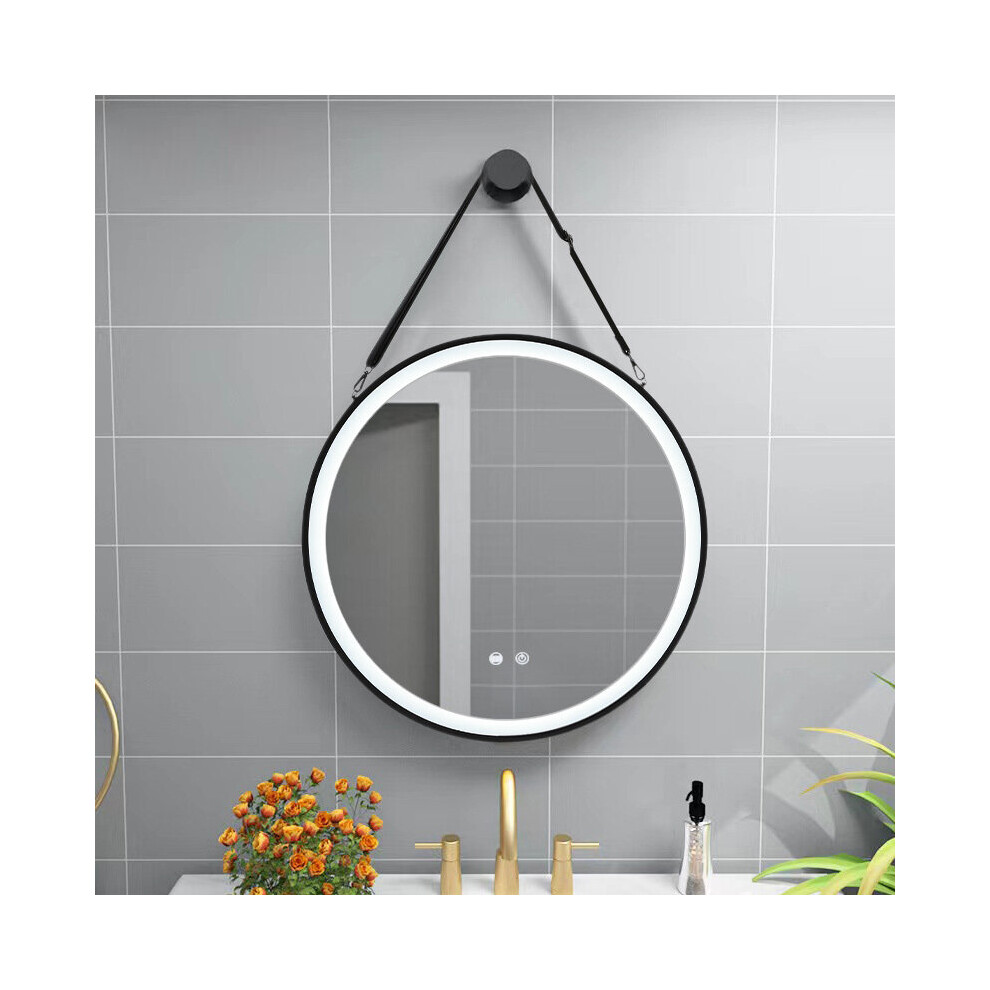 (60cm) Round Metal LED Mirror with Hanging Strap