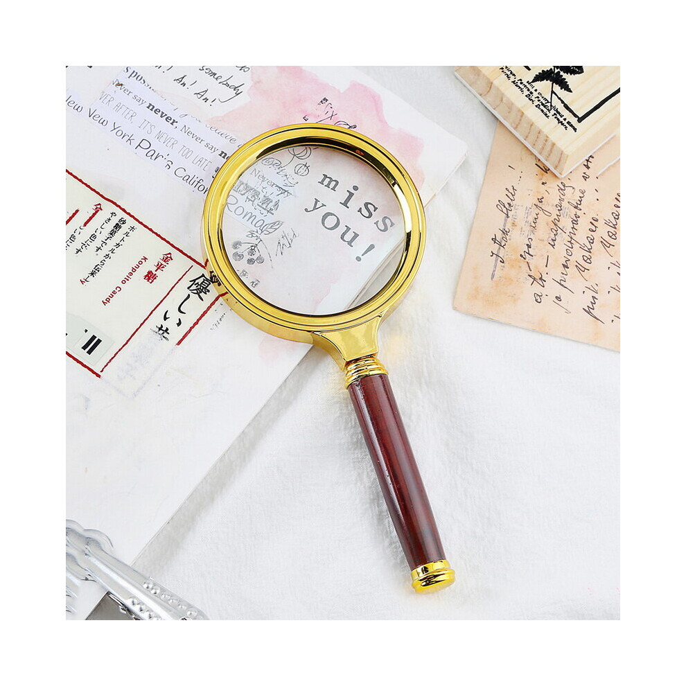 60mm 70mm 80mm Portable Handheld 10X Magnifying Glass Retro Handle Magnifier Eye Loupe Glass